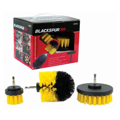 3pc Yellow Nylon Drill Brush Set - By Blackspur