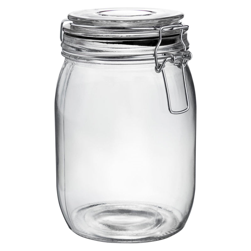 Argon Tableware Glass Storage Jar - 1 Litre - Black Seal