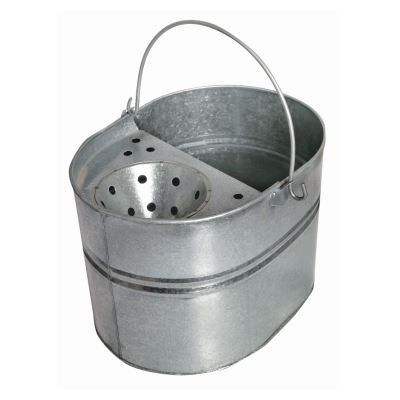 Silver Galvanised Steel Mop Bucket with Wringer - By Ashley