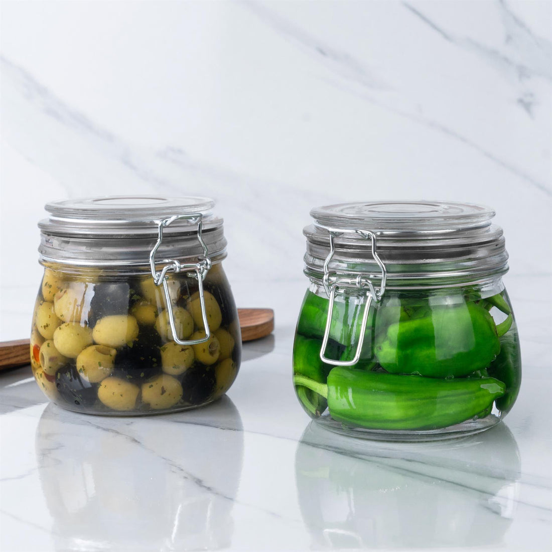 Argon Tableware Glass Storage Jar - 500ml - Black Seal