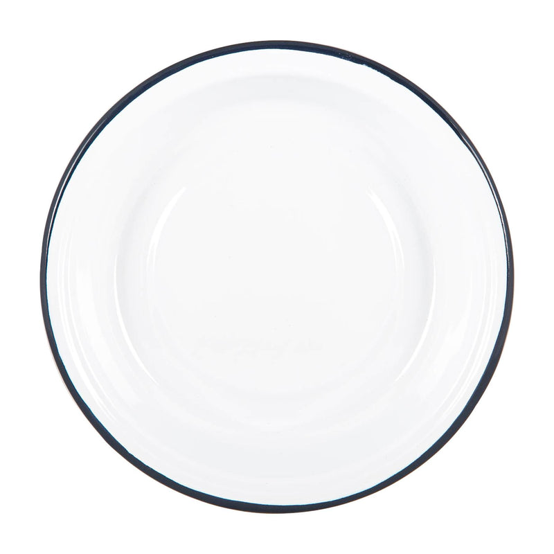 Argon Tableware White Enamel Deep Bowl - 22.5cm - Navy