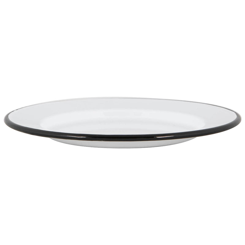 Argon Tableware White Enamel Dinner Plate - 25.5cm - Black