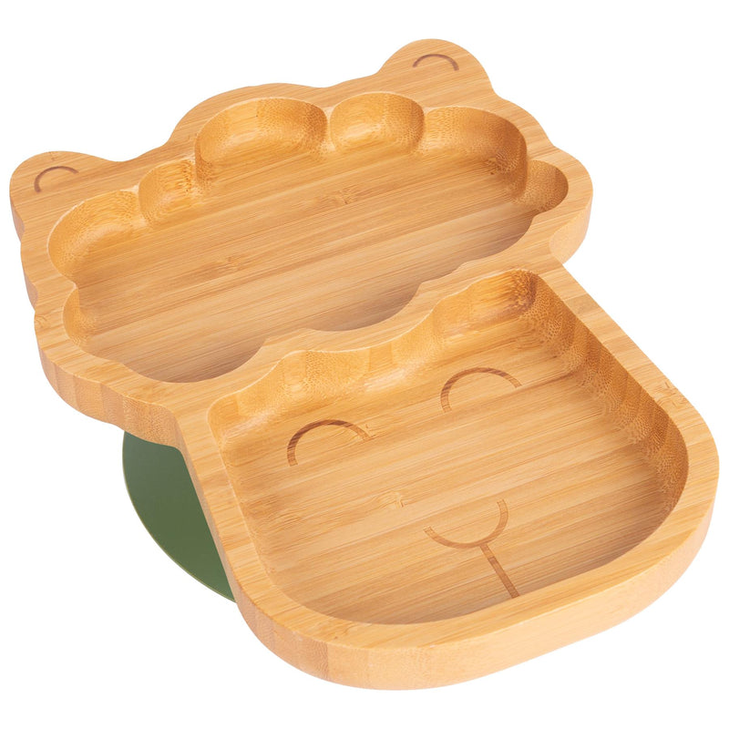 Olive Green Llama Bamboo Suction Plate - By Tiny Dining