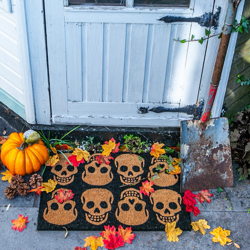 Nicola Spring Non-Slip Halloween Door Mat - 60 x 40cm - Skulls