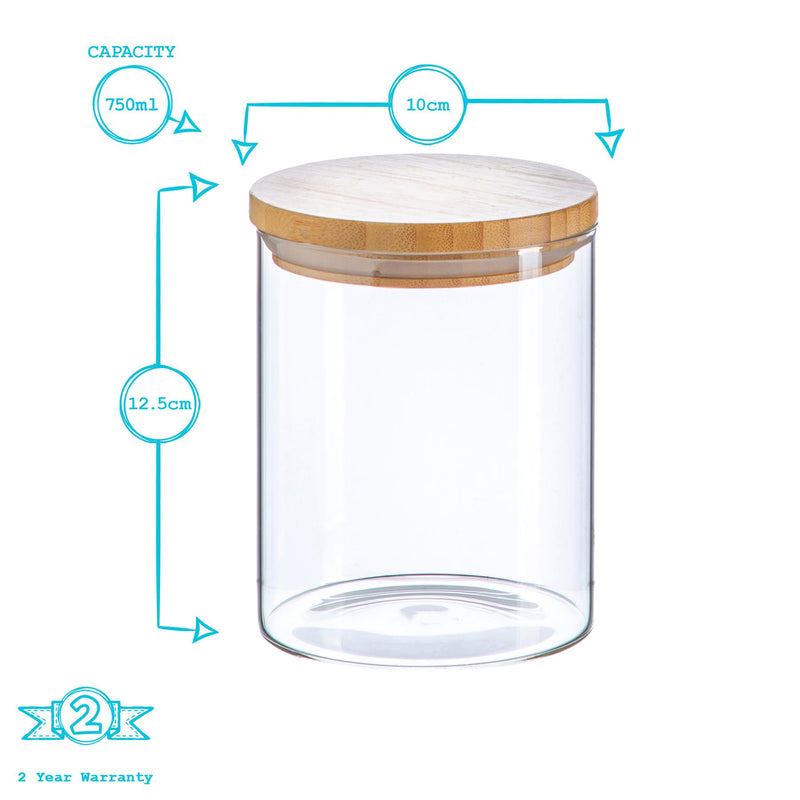 Scandi Glass Storage Jar with Wooden Lid - 750ml