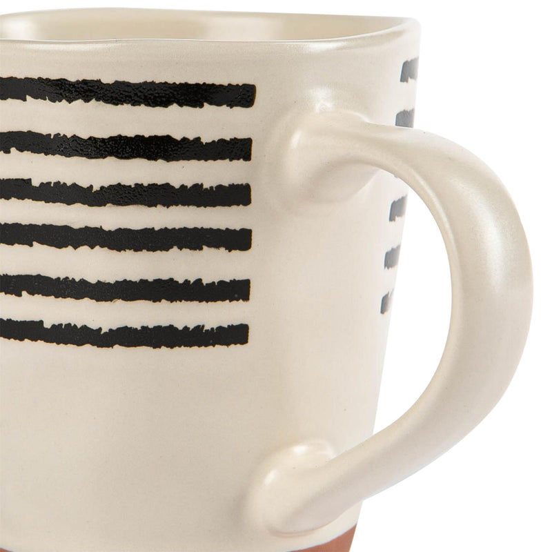 Nicola Spring Ceramic Stripe Rim Coffee Mug - 360ml - Monochrome