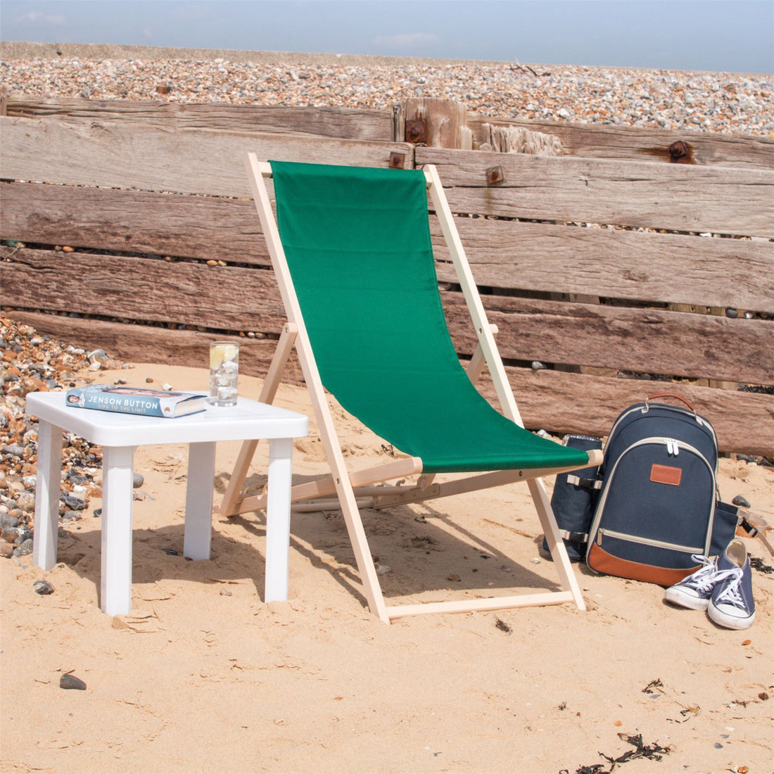 summer beach holiday folding wooden deckchair