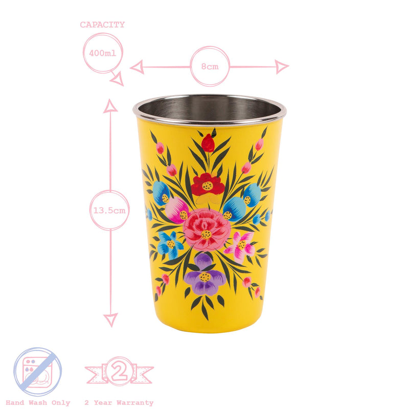 Pansy 400ml Stainless Steel Picnic Tumbler - By BillyCan