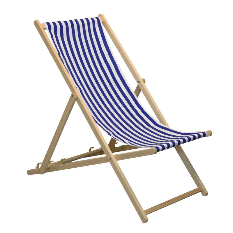 ideal for your garden - the Harbour Housewares Beach Deck Chair  - Blue/White Stripes