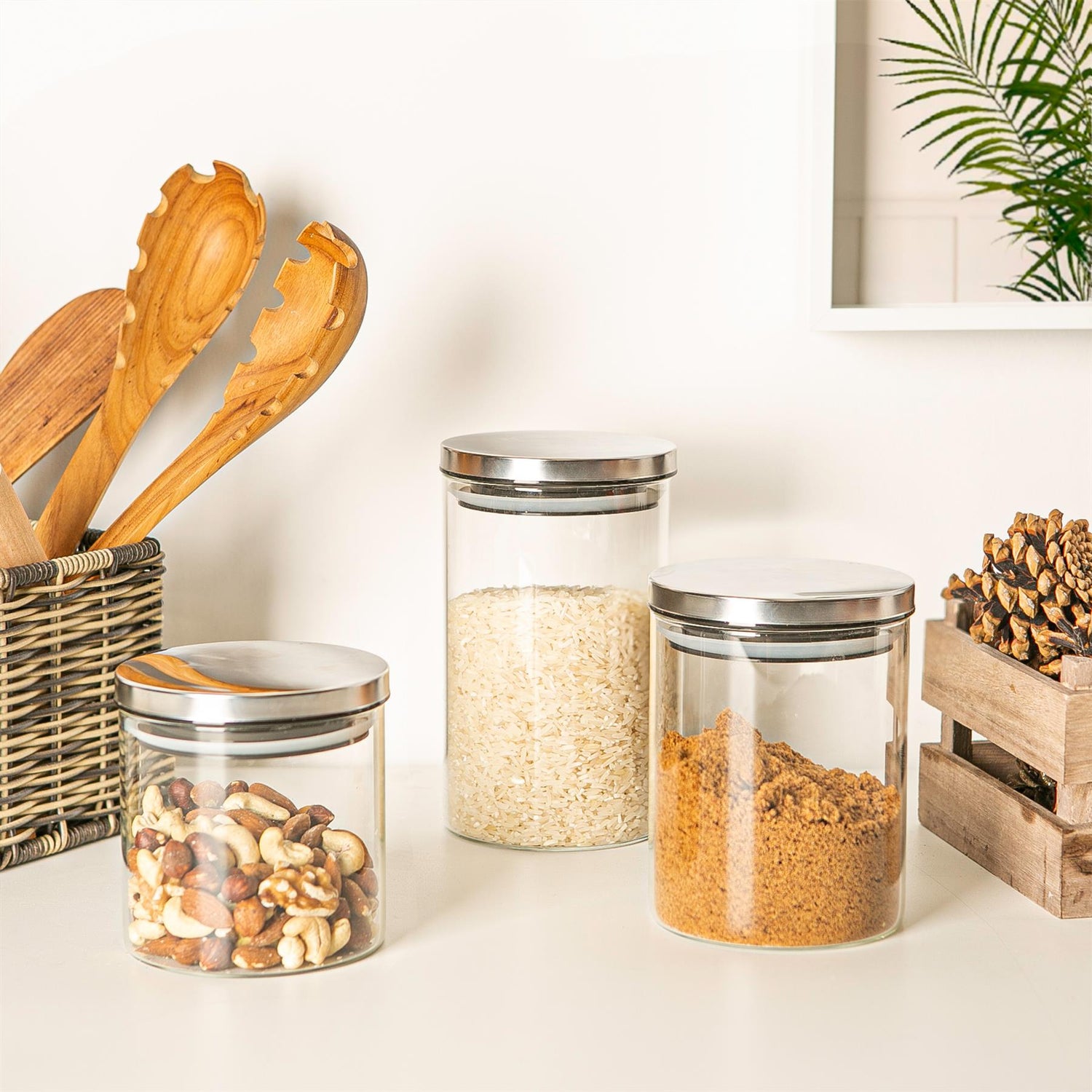 Glass Storage Jar with Metal Lid - 750ml - Silver
