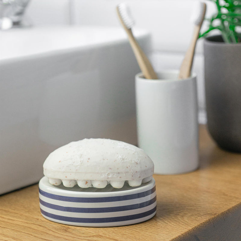 Harbour Housewares Ceramic Soap Saver Dish - Blue and White