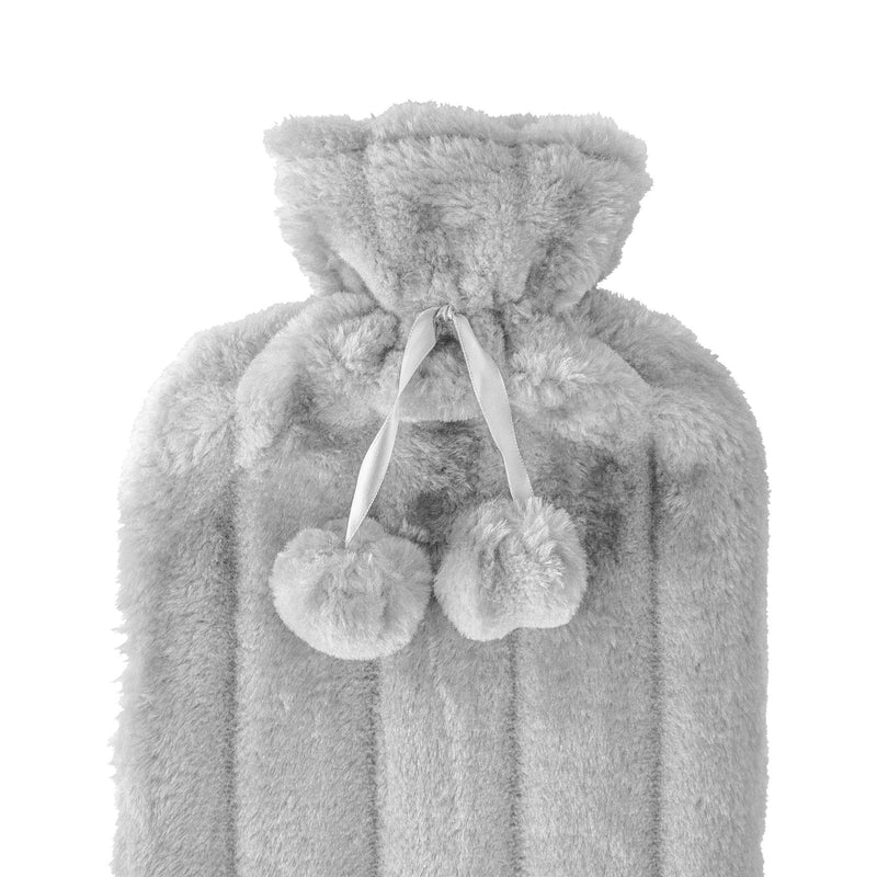 Nicola Spring Hot Water Bottle Cover - Faux-Fur - Grey