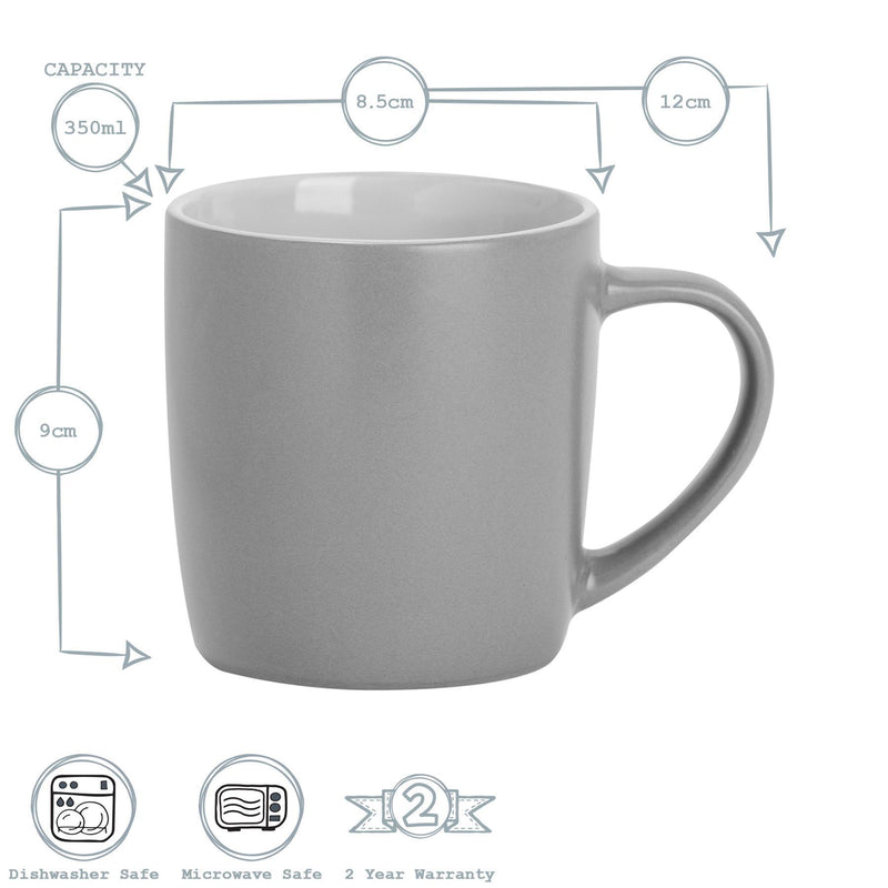 Argon Tableware Contemporary Coffee Mug - Grey Matt - 350ml Dimensions