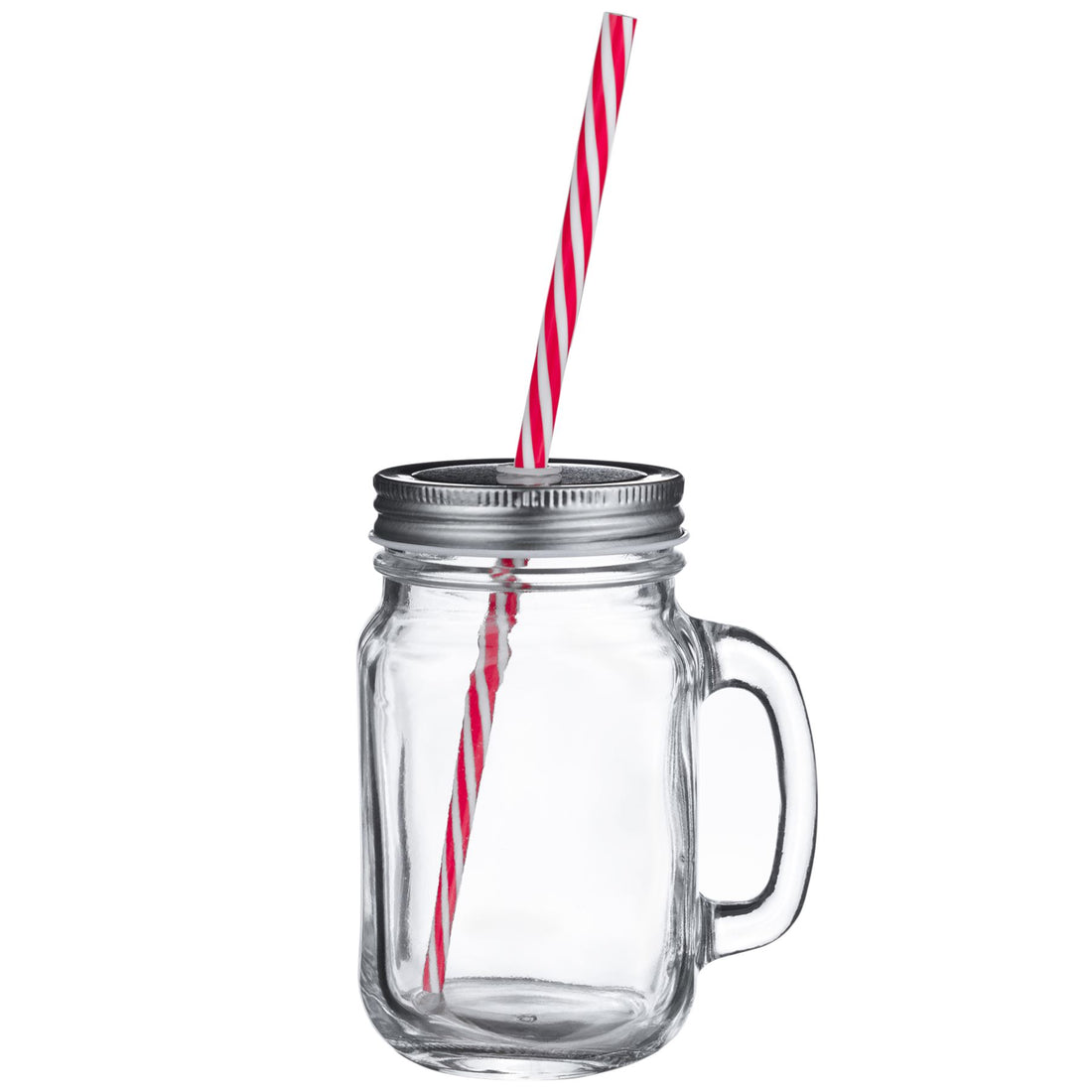 Rink Drink Jam Jar Drinking Glass with Lids and Straws - 450ml