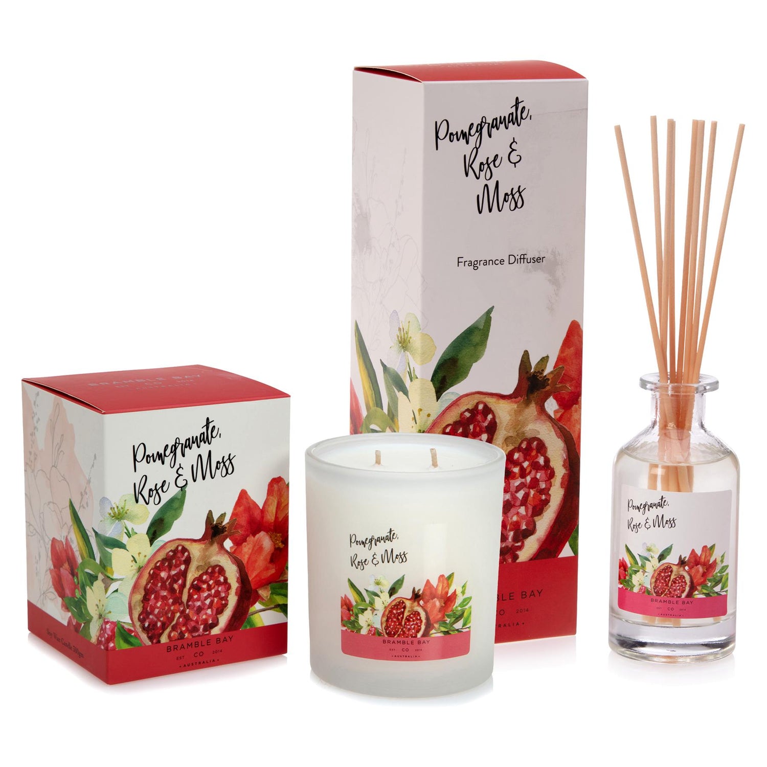 300g Pomegranate, Rose &amp; Moss Bath &amp; Body Soy Wax Scented Candle