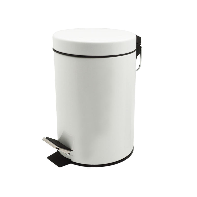 Harbour Housewares Bathroom Pedal Bin With Inner Bucket - White - 3L