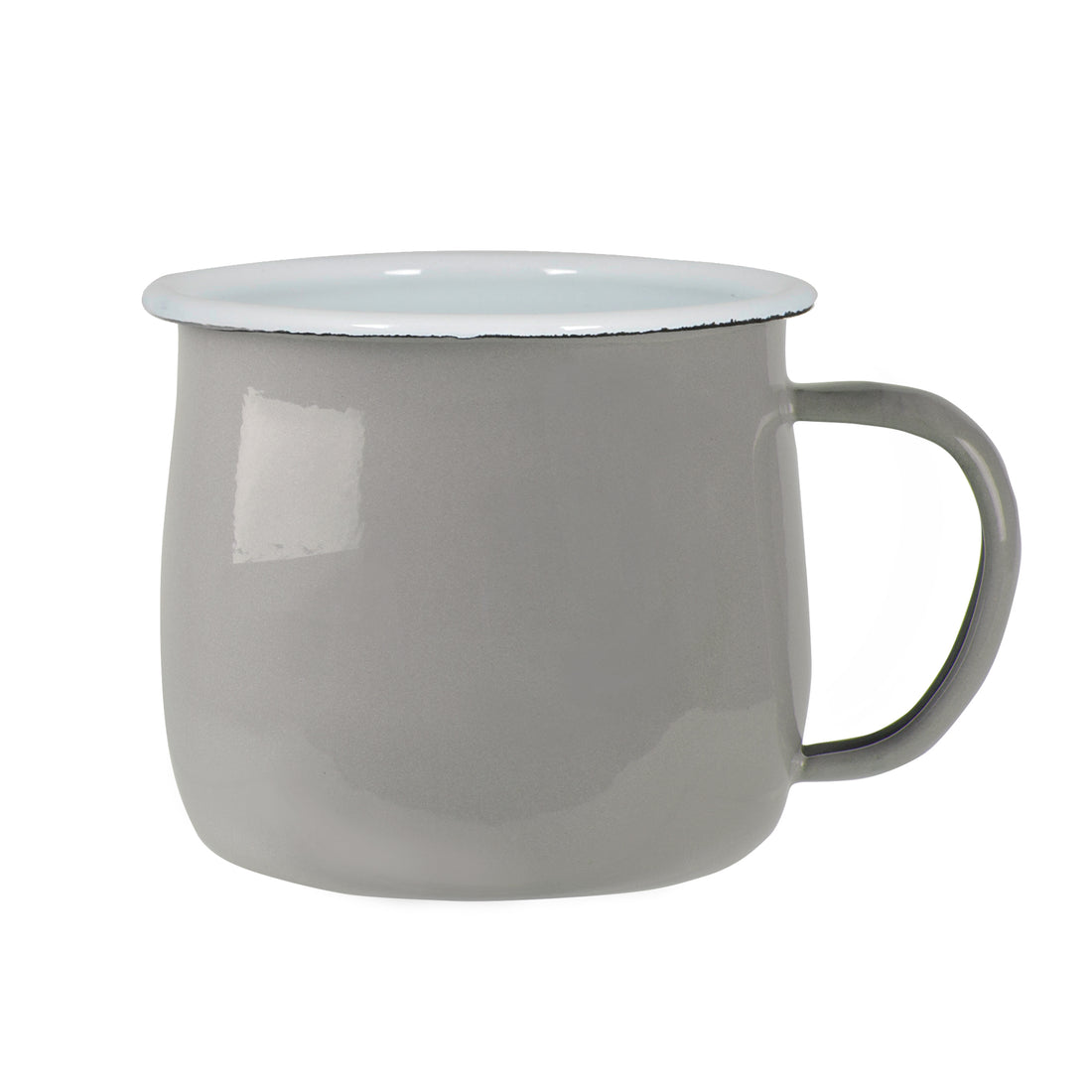 Coloured Enamel Belly Mug - 375ml - Grey