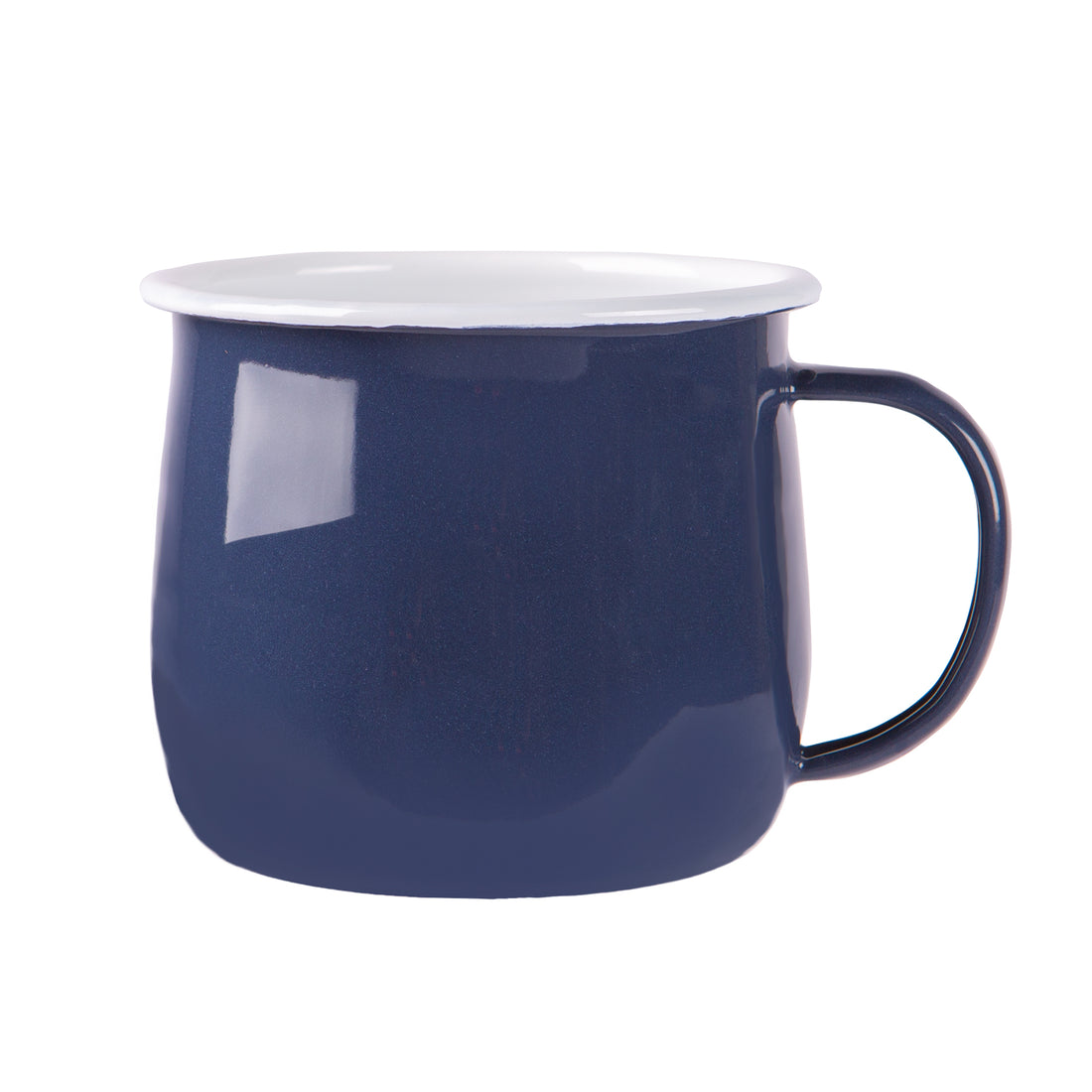 Coloured Enamel Belly Mug - 375ml - Navy