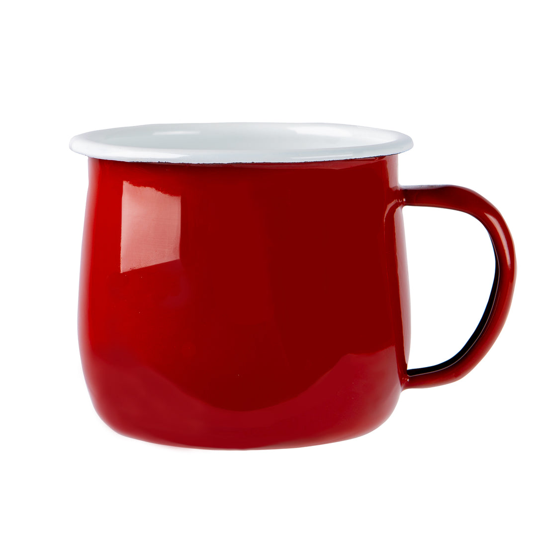 Coloured Enamel Belly Mug - 375ml - Red