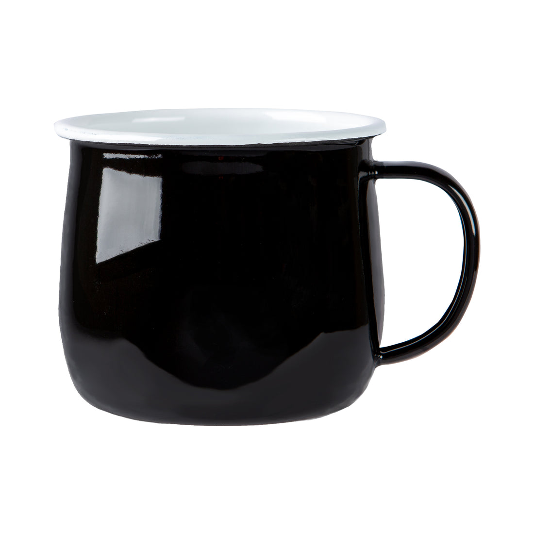 Coloured Enamel Belly Mug - 375ml - Black