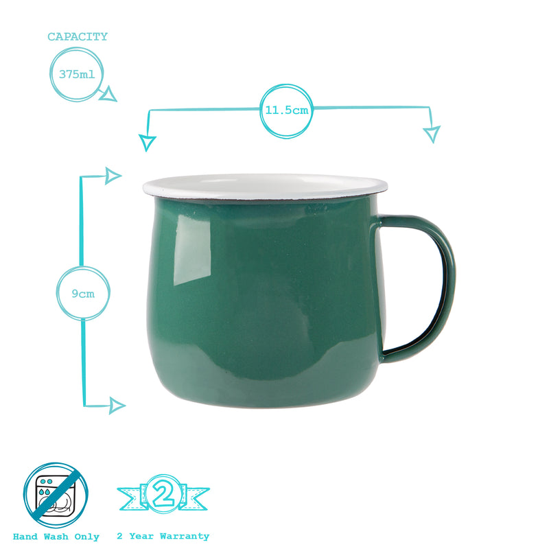 Argon Tableware Coloured Enamel Belly Mug - 375ml - Green