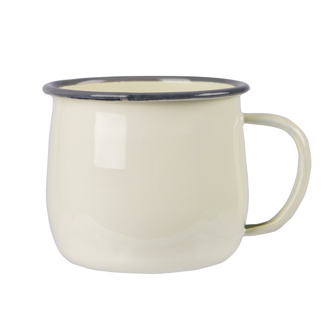 Coloured Enamel Belly Mug - 375ml - Cream/Grey