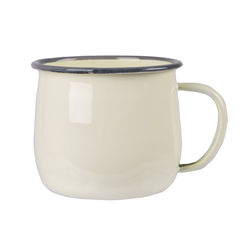 Argon Tableware Coloured Enamel Belly Mug - 375ml - Cream/Grey