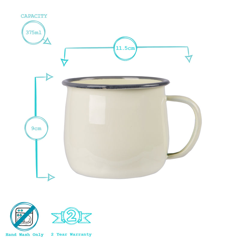 Argon Tableware Coloured Enamel Belly Mug - 375ml - Cream/Grey