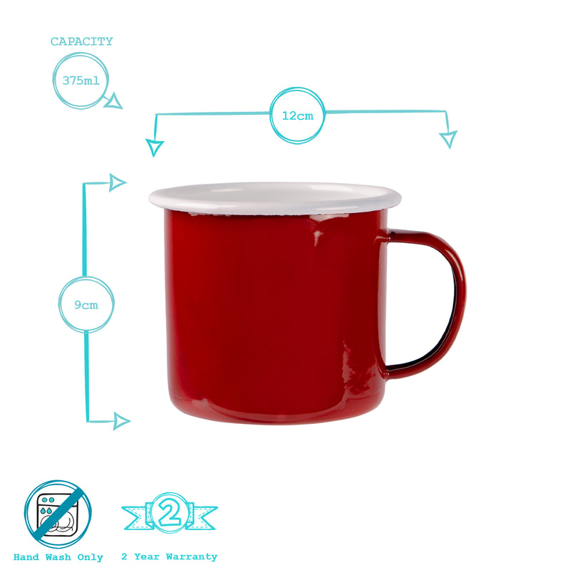 Argon Tableware Coloured Enamel Mug - 375ml - Red