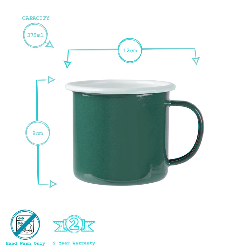 Argon Tableware Coloured Enamel Mug - 375ml - Green