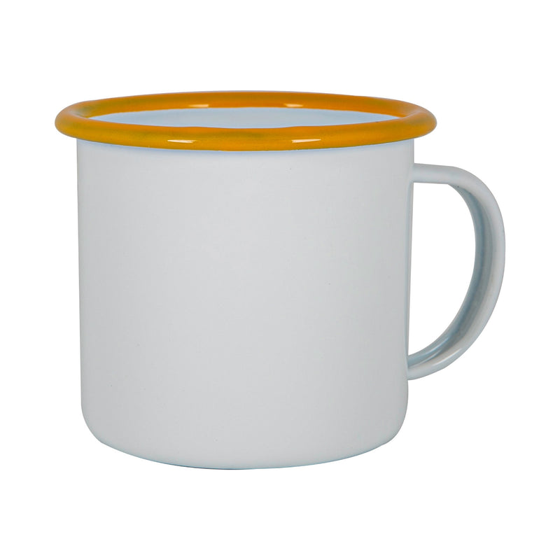 Argon Tableware White Enamel Mug - 375ml - Yellow