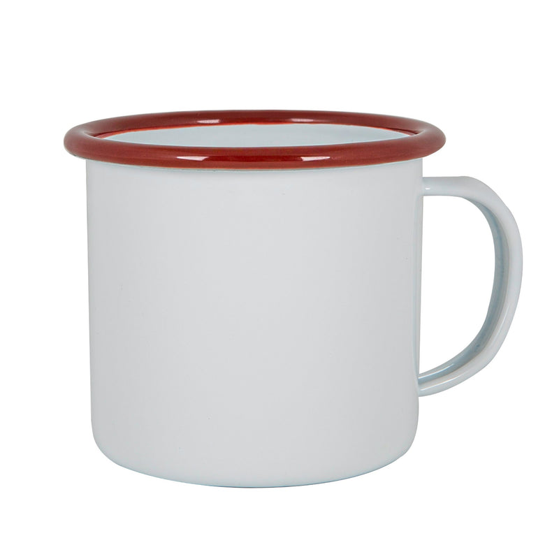 Argon Tableware White Enamel Mug - 375ml - Red