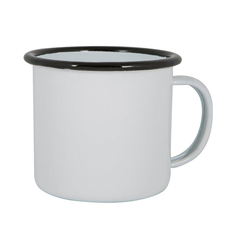 Argon Tableware White Enamel Mug - 375ml - Black
