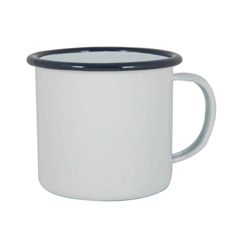 Argon Tableware White Enamel Mug - 375ml - Navy