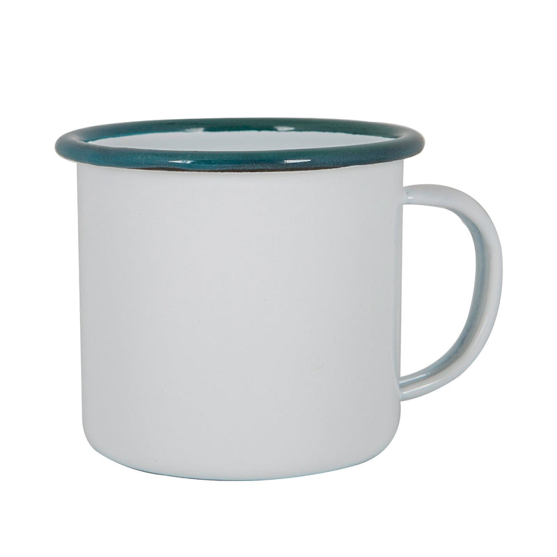 Argon Tableware White Enamel Mug - 375ml - Green