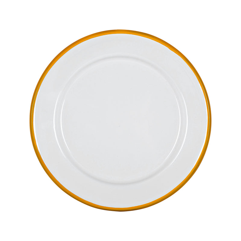 Argon Tableware White Enamel Side Plate - 20cm - Yellow