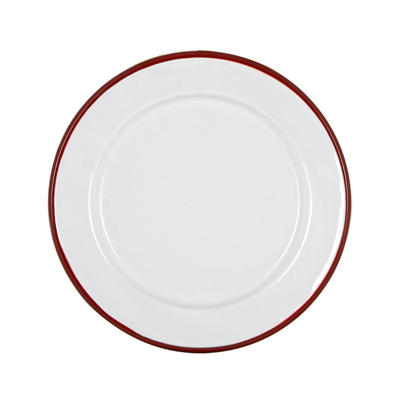 Argon Tableware White Enamel Side Plate - 20cm - Red
