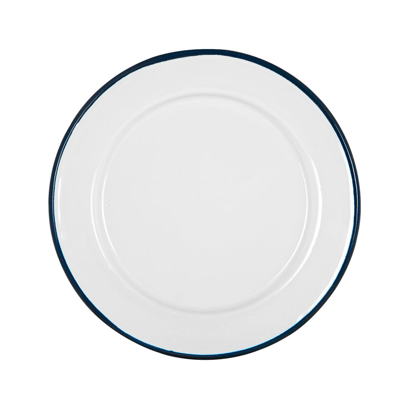 Argon Tableware White Enamel Side Plate - 20cm - Navy