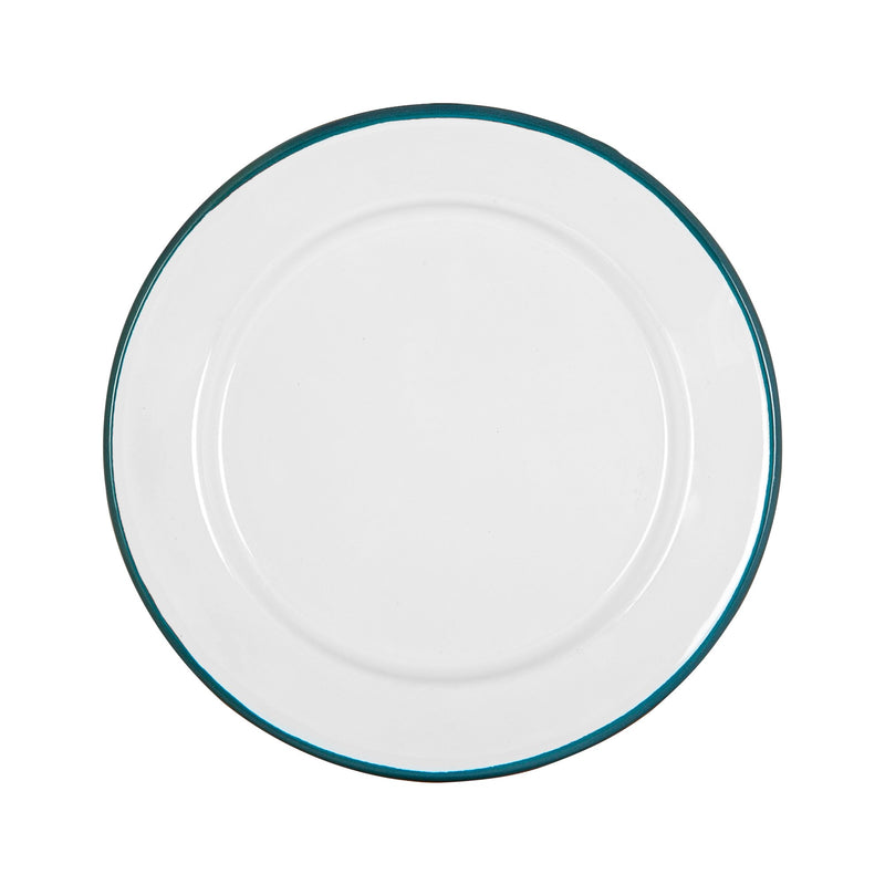 Argon Tableware White Enamel Side Plate - 20cm - Green