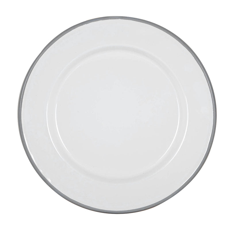 Argon Tableware White Enamel Dinner Plate - 25.5cm - Grey
