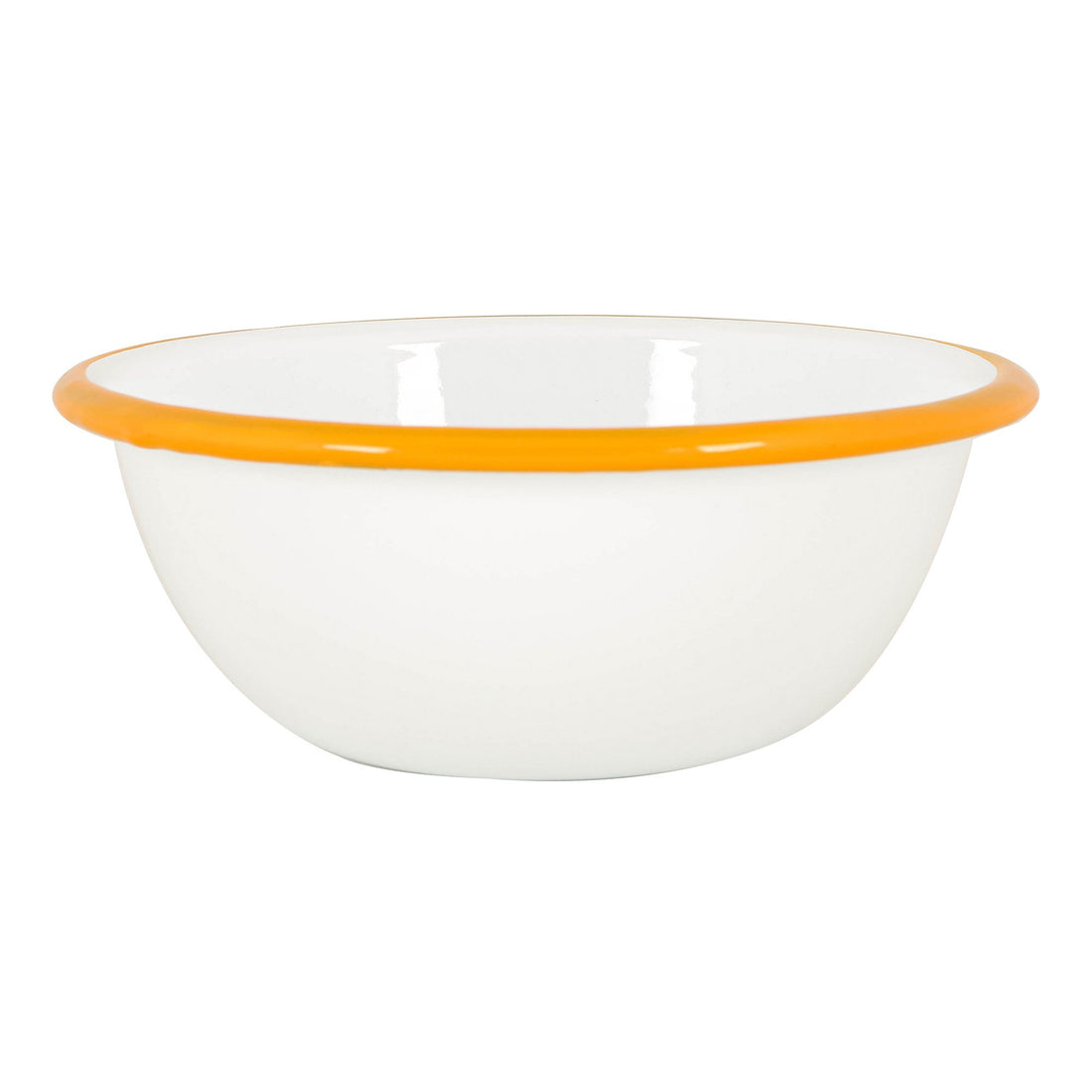 Argon Tableware White Enamel Bowl - 16cm - Yellow