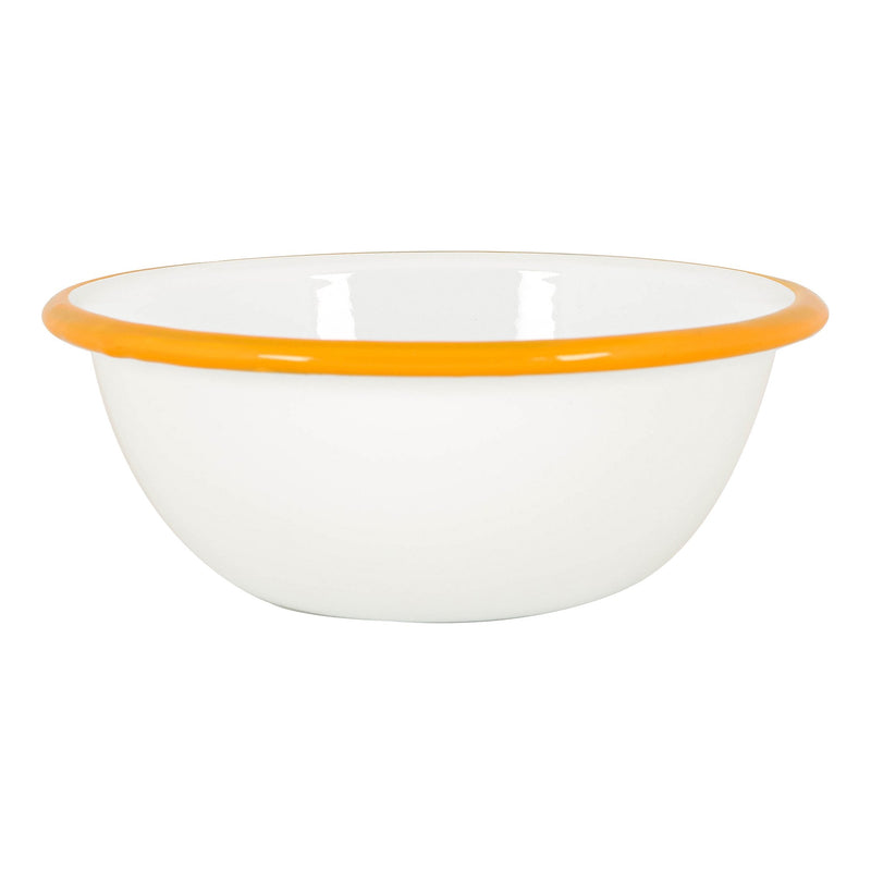 Argon Tableware White Enamel Bowl - 16cm - Yellow