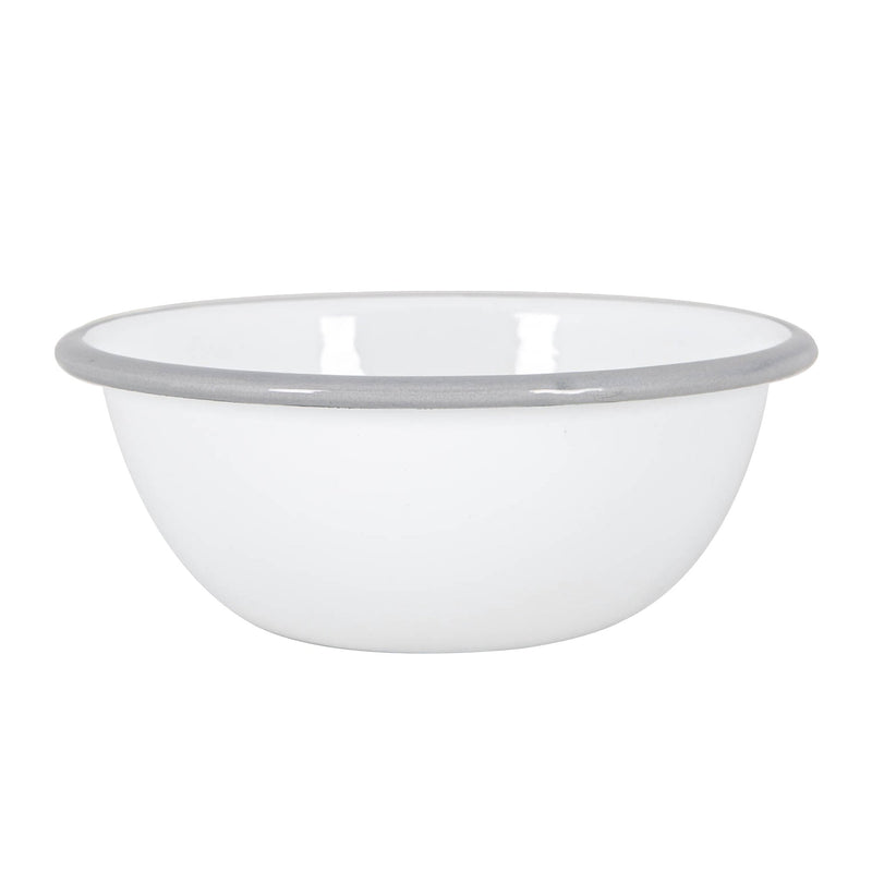 Argon Tableware White Enamel Bowl - 16cm - Grey