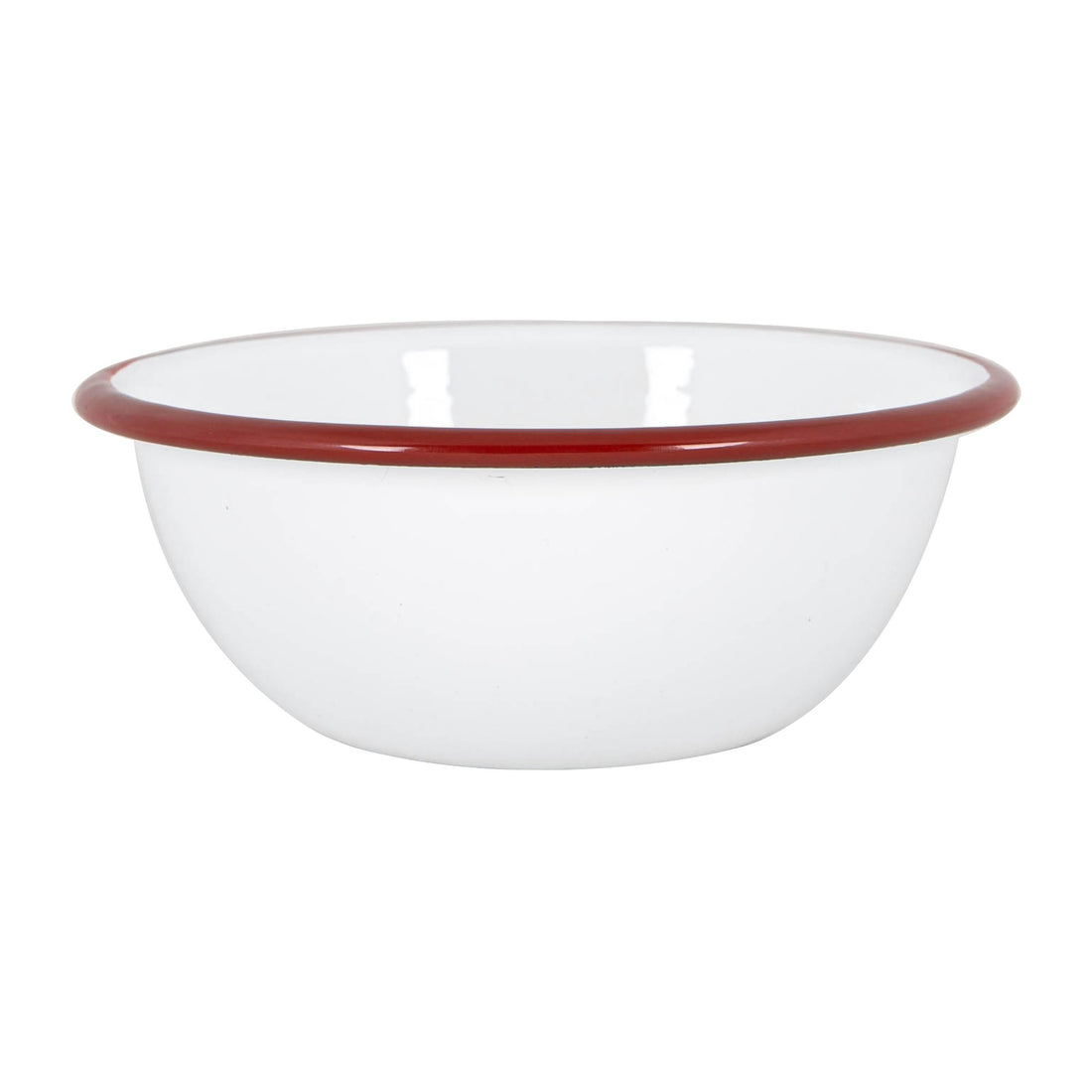 Argon Tableware White Enamel Bowl - 16cm - Red