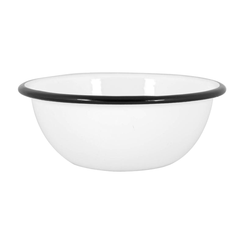 Argon Tableware White Enamel Bowl - 16cm - Black