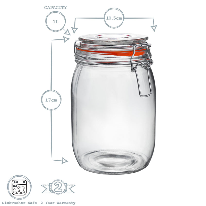 Argon Tableware Glass Storage Jars - 1000ml - Pallet of 576