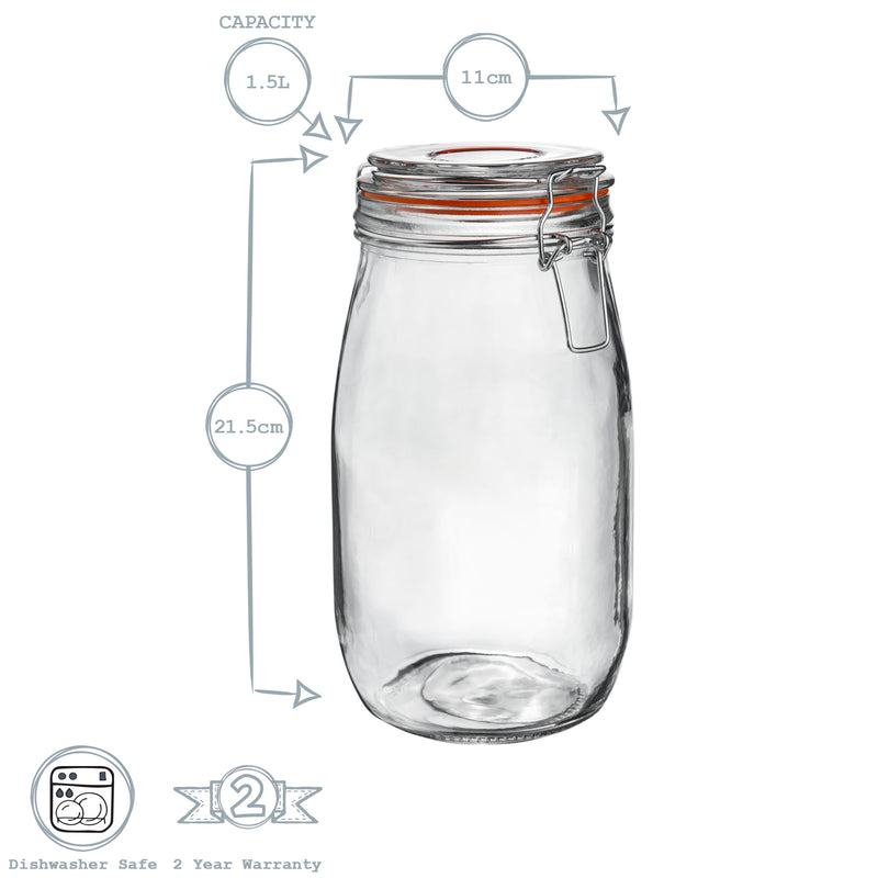 Argon Tableware Glass Storage Jar - 1500ml - Pallet of 420