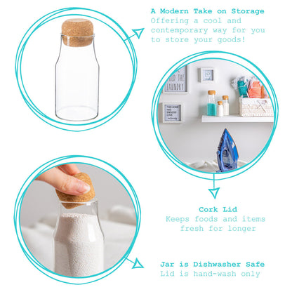 Glass Storage Bottle with Cork Lid - 180ml