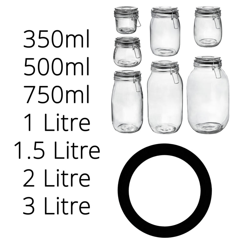 Argon Tableware Glass Storage Jar Seal - Black - Large