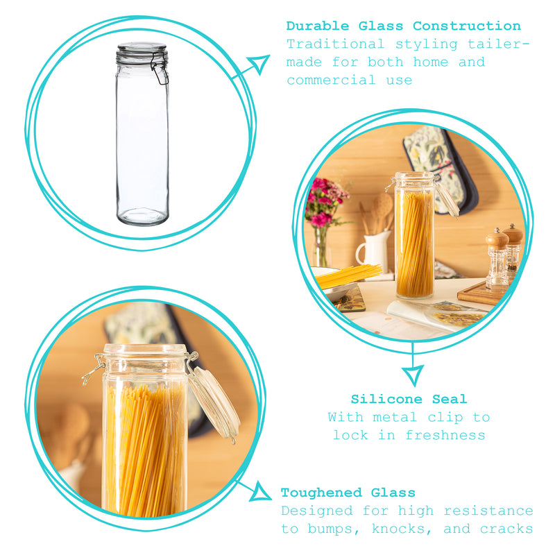 Argon Tableware Glass Spaghetti Jar - 2 Litre - Clear Seal